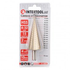 Свердло ступеневу по металу 4-32 мм INTERTOOL SD-5832