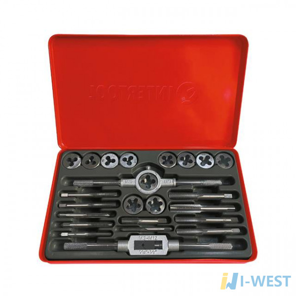 Набор плашек M5-M12 и метчиков M5-M12, 24ед. INTERTOOL SD-8026 Набор плашек M5-M12 и метчиков M5-M12, 24ед. INTERTOOL SD-8026