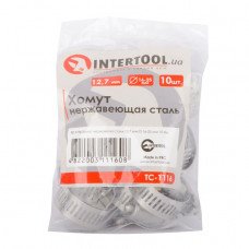 Хомут нержавіюча сталь 12,7 мм D 16-25 мм INTERTOOL TC-1116