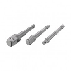 Набір перехідник з Hex 1/4" на квадрат 1/4", 3/8", 1/2" під шуруповерт, CR-V INTERTOOL VT-0235 Набір перехідник з Hex 1/4" на квадрат 1/4", 3/8", 1/2" під шуруповерт, CR-V INTERTOOL VT-0235