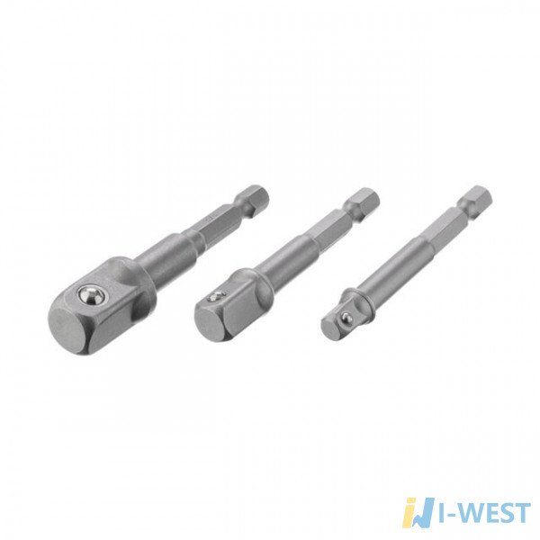 Набір перехідник з Hex 1/4" на квадрат 1/4", 3/8", 1/2" під шуруповерт, CR-V INTERTOOL VT-0235