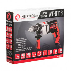 Дрель ударная 800Вт, 0-2900об/мин,1.5-13мм, метал. корпус редуктора INTERTOOL WT-0118