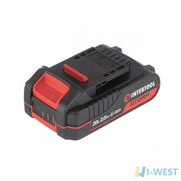 Акумулятор 20 В, літій-іон, 2.0 Ач, індикатор рівня заряду INTERTOOL WT-0340 Акумулятор 20 В, літій-іон, 2.0 Ач, індикатор рівня заряду INTERTOOL WT-0340