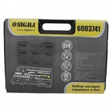 Набір насадок торцевих і біт¼", ½ " 72шт CrV mid Sigma (6003741) SIGMA