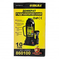 Домкрат гідравлічний пляшковий Sigma 10т H 230-460мм (6101101) SIGMA Домкрат гідравлічний пляшковий Sigma 10т H 230-460мм (6101101) SIGMA