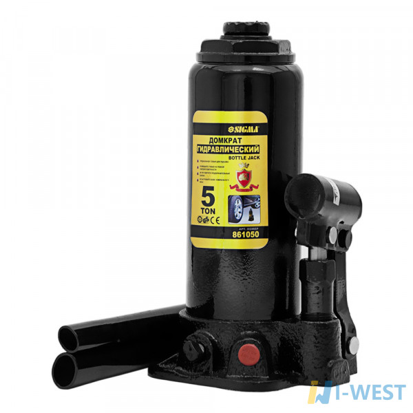 Домкрат гидравлический бутылочный Sigma 5т H 216-413мм (кейс) (6102051) SIGMA Домкрат гидравлический бутылочный Sigma 5т H 216-413мм (кейс) (6102051) SIGMA
