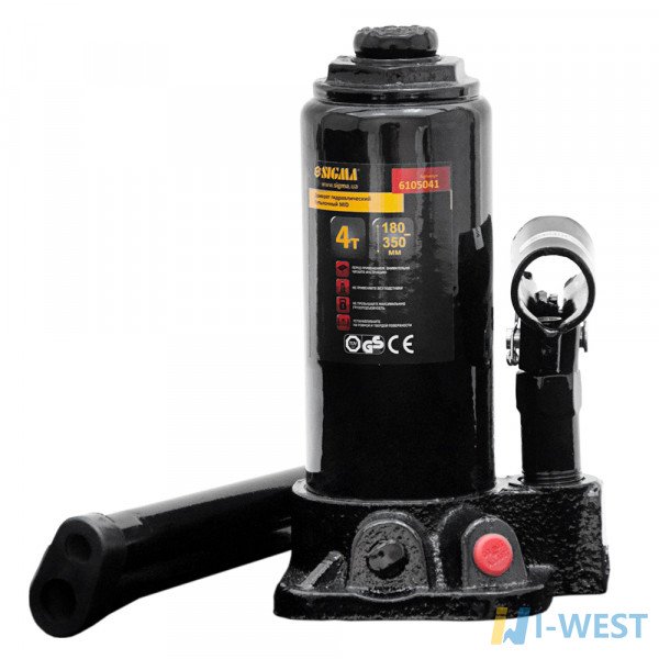 Домкрат гідравлічний пляшковий mid 4т H 180-350мм Sigma (6105041) SIGMA Домкрат гідравлічний пляшковий mid 4т H 180-350мм Sigma (6105041) SIGMA