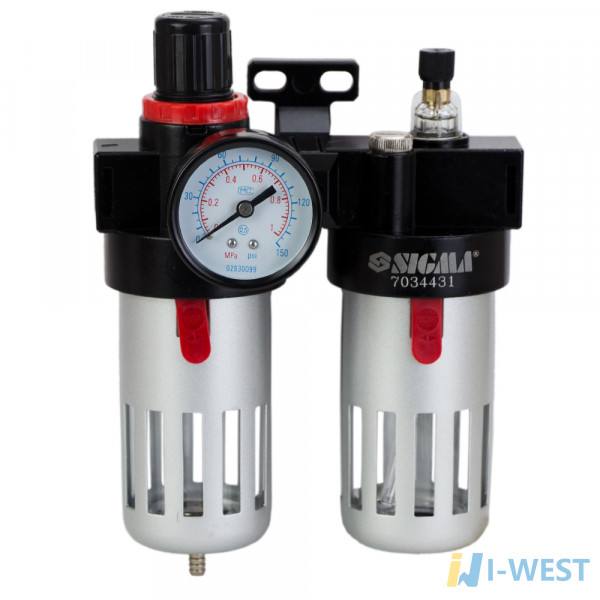 Блок підготовки повітря в зборі 1200л/хв ½ " Sigma (7034431) SIGMA Блок підготовки повітря в зборі 1200л/хв ½ " Sigma (7034431) SIGMA