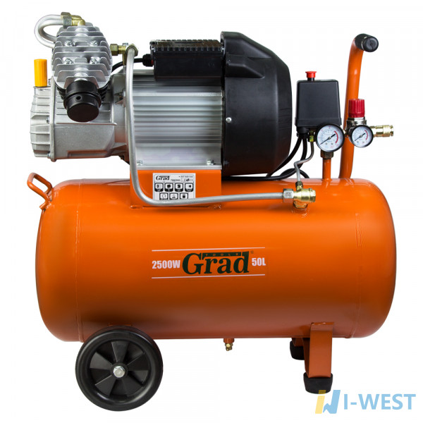 Компресор V 2.5 кВт 435л/хв 8бар 50л (2 крана) Grad (7043945) SIGMA Компресор V 2.5 кВт 435л/хв 8бар 50л (2 крана) Grad (7043945) SIGMA