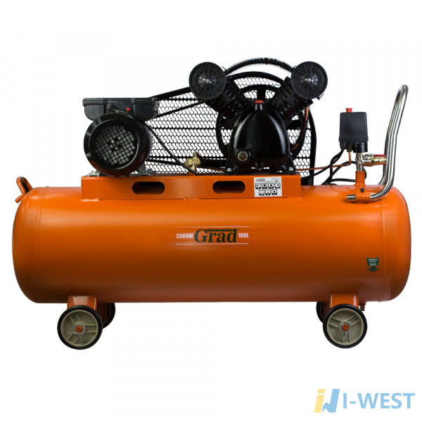 Компресор ремінною V 2.5 кВт 378л/хв 8бар 100л (2 крана) Grad (7044185) SIGMA Компресор ремінною V 2.5 кВт 378л/хв 8бар 100л (2 крана) Grad (7044185) SIGMA