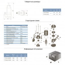 Насос дренажно-каналізаційний 0.75 кВт Hmax 10м Qmax 300л/хв AQUATICA (773324) SIGMA
