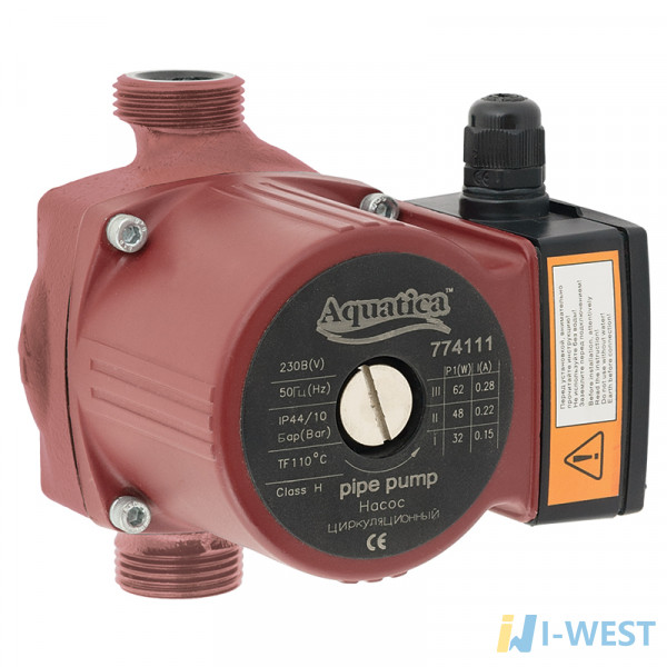 Насос циркуляционный 245Вт Hmax 8м Qmax 200л/мин Ø2" 180мм + гайки Ø1¼" AQUATICA (774142) SIGMA