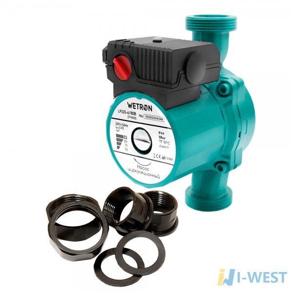 Насос циркуляционный 100Вт Hmax 6м Qmax 50л/мин Ø1½ 180мм Ø1 Wetron (774332) SIGMA