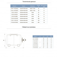 Гідроакумулятор горизонтальний 50л AQUATICA (779122) SIGMA