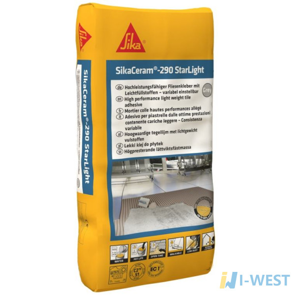 SikaCeram-290 StarLight C2TES1 клей для плитки еластичний легкий, для крупного формату 15 кг SIKA (478330) SikaCeram-290 StarLight C2TES1 клей для плитки еластичний легкий, для крупного формату 15 кг SIKA (478330)