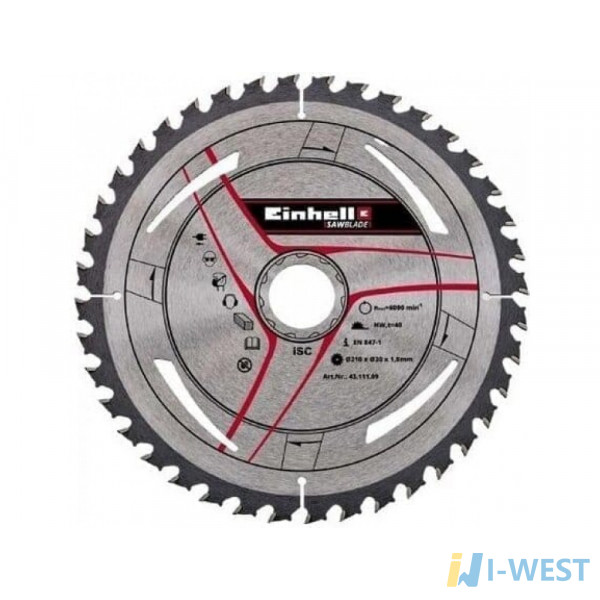 Диск до торцевої пили HM Thin cut 210x30 мм 40Z (4311109) Einhell Диск до торцевої пили HM Thin cut 210x30 мм 40Z (4311109) Einhell