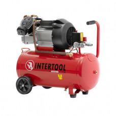 Компрессор 50 л, 4 HP, 3 кВт, 220 В, 10 атм, 420 л/мин, 2 цилиндр. INTERTOOL PT-0007