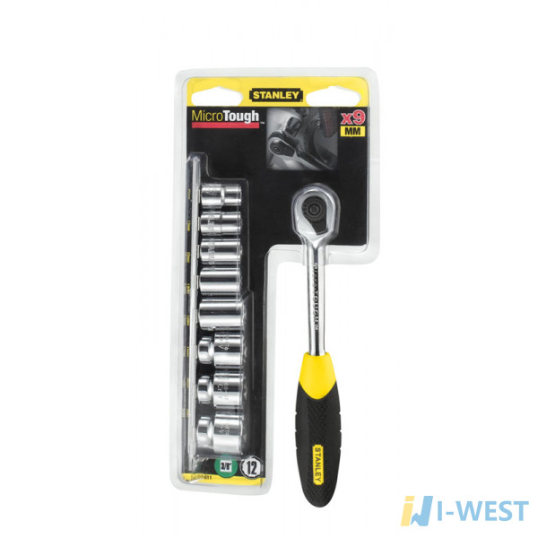 Набір головок торцевих 1/4 "з тріскачкою Stanley MicroTough 10 предметів (0-94-610) STANLEY Набір головок торцевих 1/4 "з тріскачкою Stanley MicroTough 10 предметів (0-94-610) STANLEY