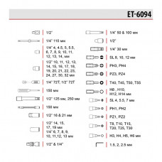Профессиональный набор инструментов 1/2" & 1/4" 94 ед. INTERTOOL ET-6094 Профессиональный набор инструментов 1/2" & 1/4" 94 ед. INTERTOOL ET-6094