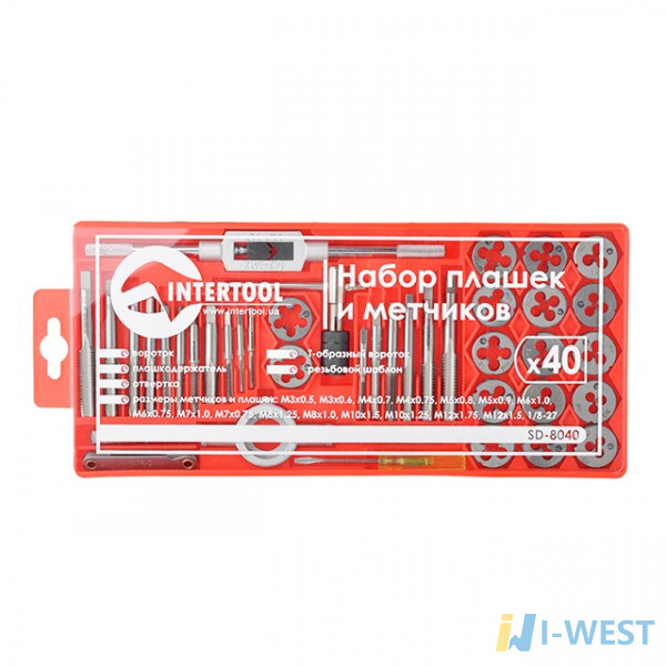 Набор плашек M3-M12 и метчиков M3-M12, 40ед. INTERTOOL SD-8040