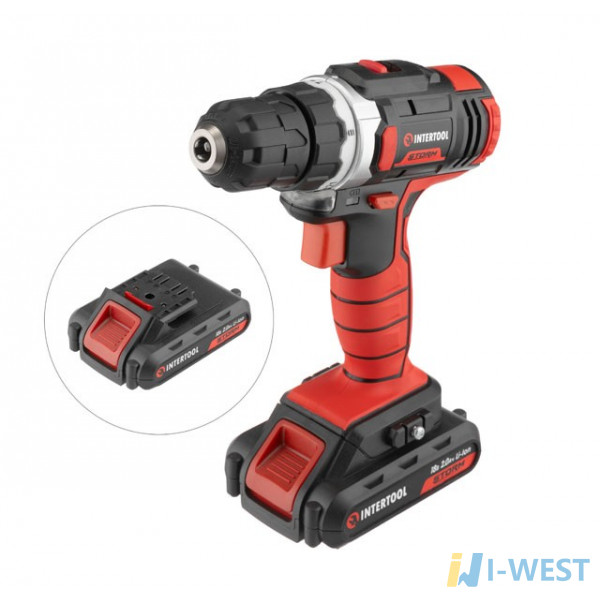 Дриль-шурупокрут акумуляторний Li-Ion 18 В, 25 Nm, 0-400/0-1500 об/хв, 2x2.0 Аг INTERTOOL WT-0314 Дриль-шурупокрут акумуляторний Li-Ion 18 В, 25 Nm, 0-400/0-1500 об/хв, 2x2.0 Аг INTERTOOL WT-0314
