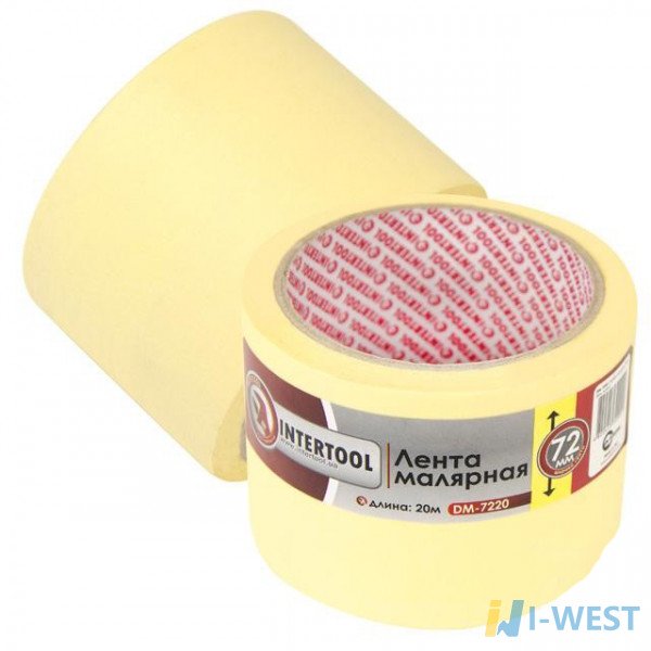 Стрічка малярна 72мм, 20м, жовта INTERTOOL DM-7220