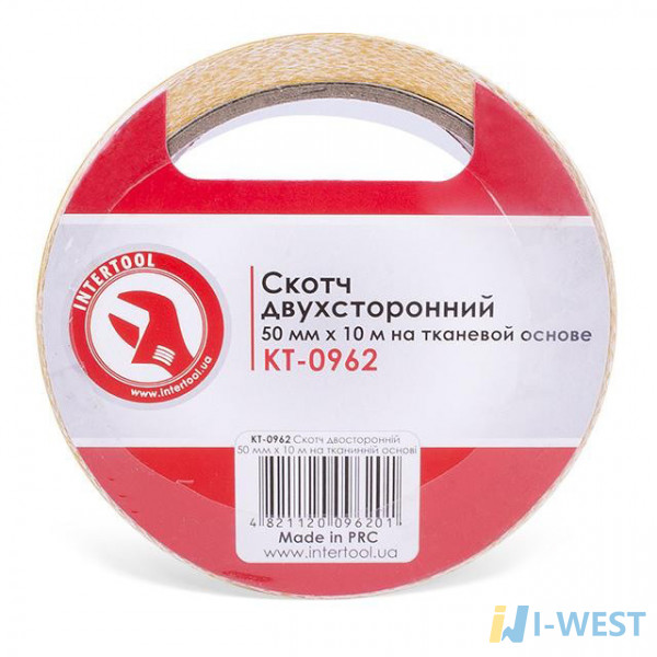 Скотч двосторонній 50 мм*10 м на тканинній основі INTERTOOL KT-0962