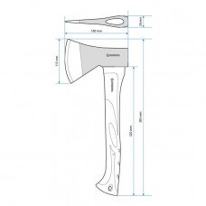 Сокира 800 м, ручка з фібергласу INTERTOOL HT-0262 Сокира 800 м, ручка з фібергласу INTERTOOL HT-0262