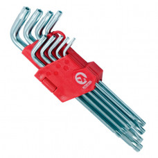 Набір Г-подібних ключів TORX з отвором 9 шт, Т10-Т50, Cr-V, Big INTERTOOL HT-0606 Набір Г-подібних ключів TORX з отвором 9 шт, Т10-Т50, Cr-V, Big INTERTOOL HT-0606