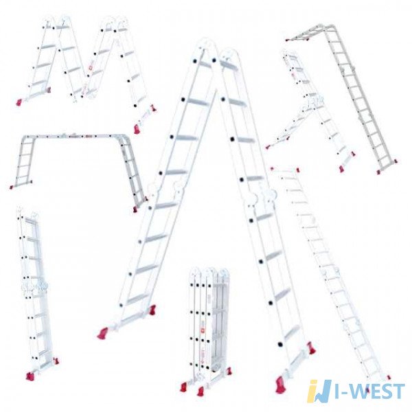 Лестница алюминиевая мультифункциональная трансформер 4x3 ступ., 3,70 м INTERTOOL LT-0030 Лестница алюминиевая мультифункциональная трансформер 4x3 ступ., 3,70 м INTERTOOL LT-0030