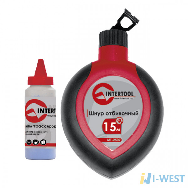 Шнур отбивочный 30 м с корректором INTERTOOL MT-2506 Шнур отбивочный 30 м с корректором INTERTOOL MT-2506