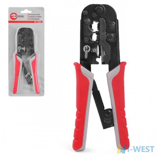 Клещи для опрессовки штекеров RJ11, RJ12, RJ45 типа Western INTERTOOL HT-7052 Клещи для опрессовки штекеров RJ11, RJ12, RJ45 типа Western INTERTOOL HT-7052