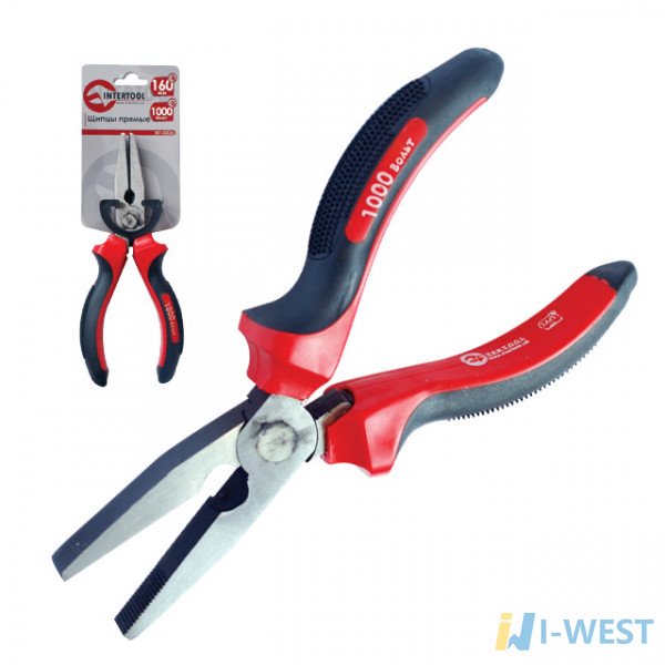 Щипцы прямые 160 мм с изолированными рукоятками до 1000В INTERTOOL NT-0226