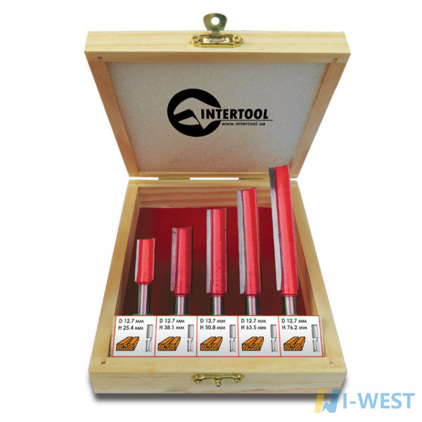 Набір фрез пазових прямих, 5 шт. INTERTOOL HT-0075