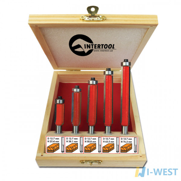 Набор фрез кромочных прямых, 5 шт. INTERTOOL HT-0076