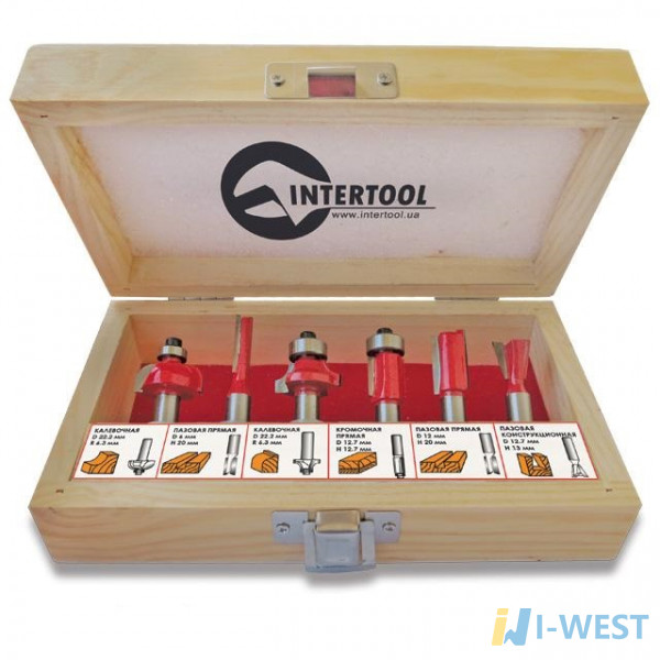 Набор фрез по дереву 6 ед. INTERTOOL HT-0072