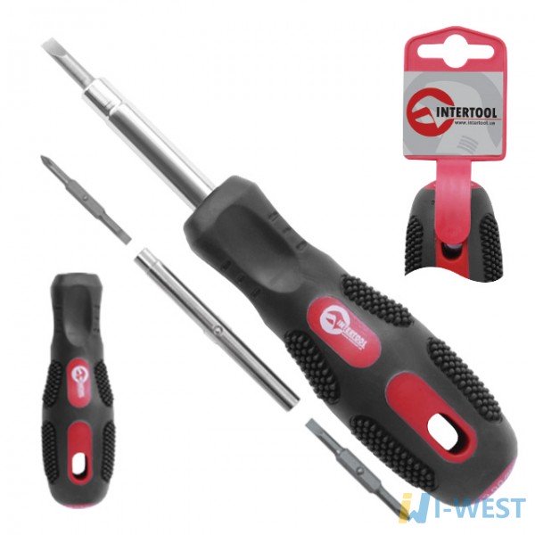 Викрутка 6 в 1 обгумована ручка INTERTOOL VT-1004