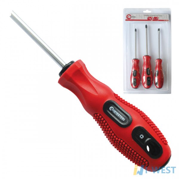 Набір викруток 3 од. (SL5x100, PH1x100, PH2x100) Cr-V, Ergo-design INTERTOOL VT-2004 Набір викруток 3 од. (SL5x100, PH1x100, PH2x100) Cr-V, Ergo-design INTERTOOL VT-2004