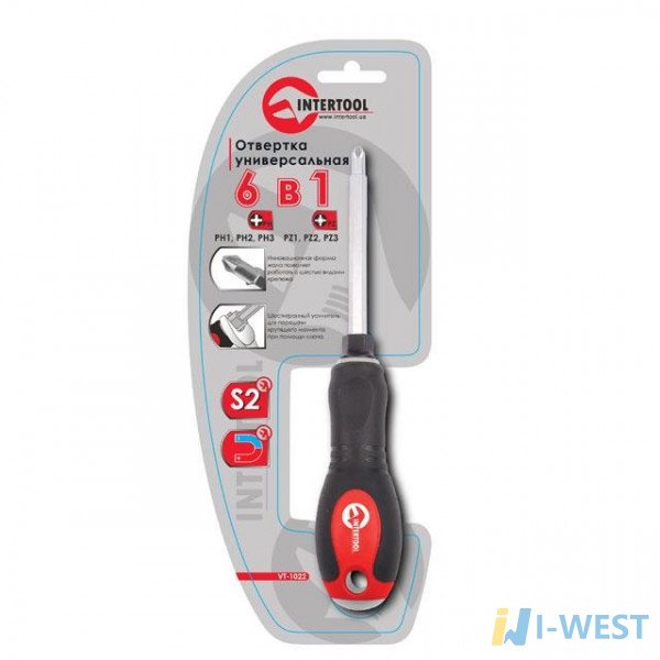 Викрутка хрестова 6 в 1 PH1, PH2, PH3, PZ1, PZ2, PZ3 INTERTOOL VT-1022 Викрутка хрестова 6 в 1 PH1, PH2, PH3, PZ1, PZ2, PZ3 INTERTOOL VT-1022