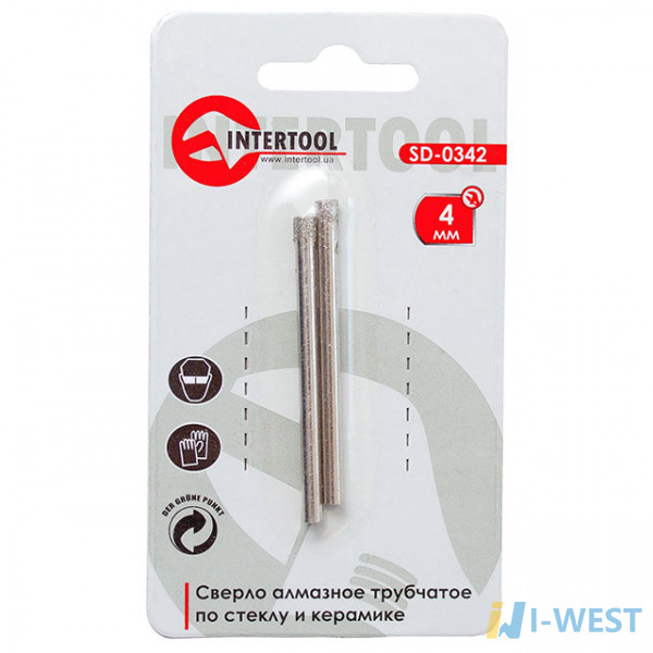 Коронка трубчатая по стеклу и керамике 4 мм (упаковка 2 шт) INTERTOOL SD-0342 Коронка трубчатая по стеклу и керамике 4 мм (упаковка 2 шт) INTERTOOL SD-0342