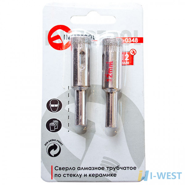 Коронка трубчаста по склу та кераміці 12 мм (упаковка 2 шт) INTERTOOL SD-0348 Коронка трубчаста по склу та кераміці 12 мм (упаковка 2 шт) INTERTOOL SD-0348