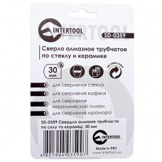 Коронка трубчаста по склу та кераміці 30 мм INTERTOOL SD-0359