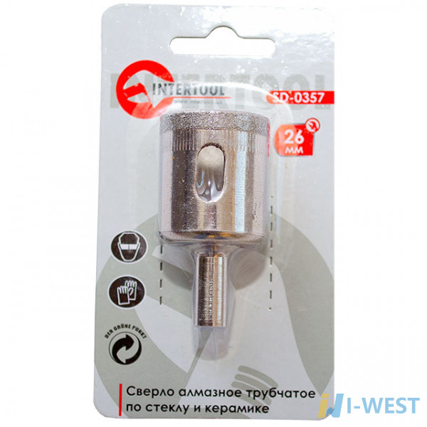Коронка трубчатая по стеклу и керамике 26 мм INTERTOOL SD-0357 Коронка трубчатая по стеклу и керамике 26 мм INTERTOOL SD-0357
