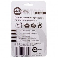 Коронка трубчаста по склу та кераміці 28 мм INTERTOOL SD-0358
