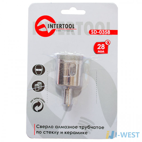 Коронка трубчатая по стеклу и керамике 28 мм INTERTOOL SD-0358 Коронка трубчатая по стеклу и керамике 28 мм INTERTOOL SD-0358