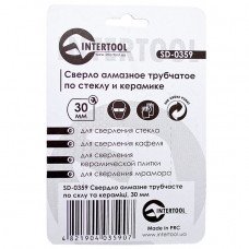 Коронка трубчаста по склу та кераміці 30 мм INTERTOOL SD-0359 Коронка трубчаста по склу та кераміці 30 мм INTERTOOL SD-0359