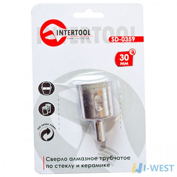 Коронка трубчаста по склу та кераміці 30 мм INTERTOOL SD-0359 Коронка трубчаста по склу та кераміці 30 мм INTERTOOL SD-0359