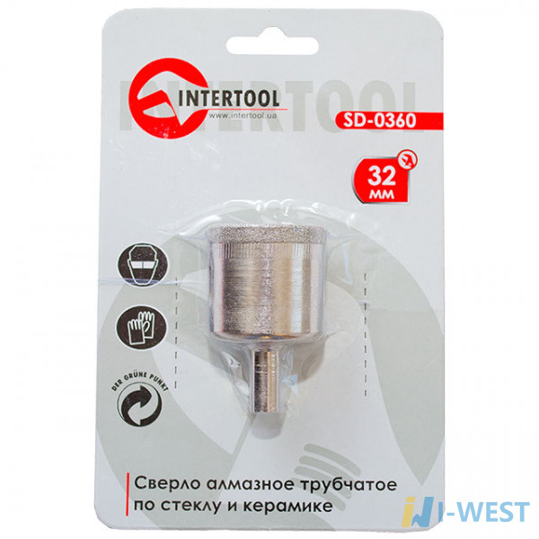 Коронка трубчаста по склу та кераміці 32 мм INTERTOOL SD-0360