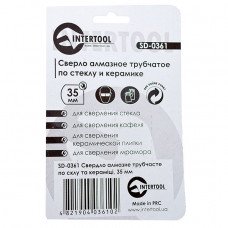 Коронка трубчаста по склу та кераміці 35 мм INTERTOOL SD-0361 Коронка трубчаста по склу та кераміці 35 мм INTERTOOL SD-0361