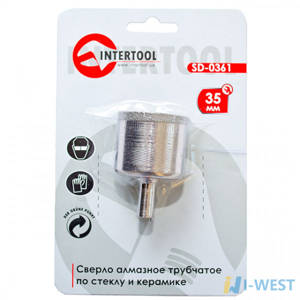 Коронка трубчаста по склу та кераміці 35 мм INTERTOOL SD-0361 Коронка трубчаста по склу та кераміці 35 мм INTERTOOL SD-0361